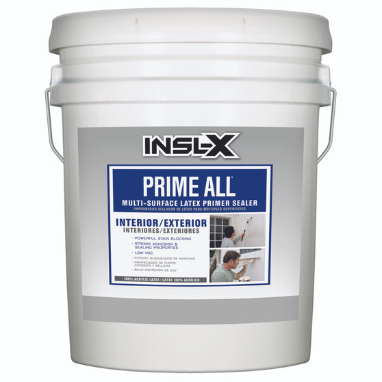 Insl-X Prime All White Flat Water-Based Acrylic Latex Multi-Surface Latex Primer Sealer 5 gal
