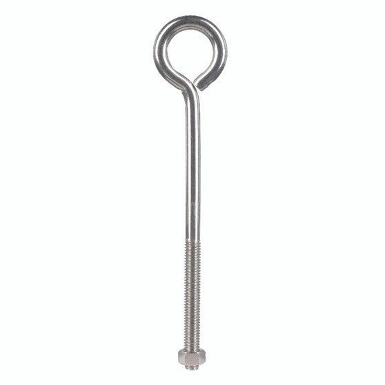 Hampton 3/8 in. X 8 in. L Stainless Stainless Steel Eyebolt Nut Included