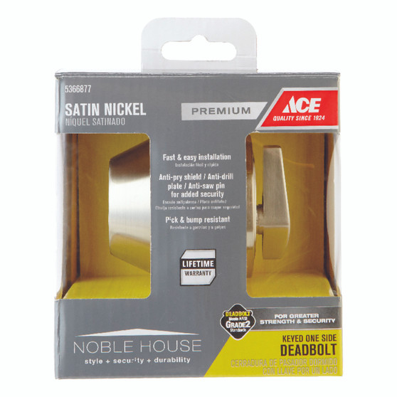 Ace Satin Nickel Metal Single Cylinder Deadbolt