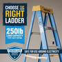 Werner 8 ft. H Fiberglass Step Ladder Type I 250 lb. capacity