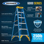 Werner 6 ft. H Fiberglass Step Ladder Type I 250 lb. capacity