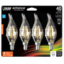 Feit Enhance CA10 (Flame Tip) E12 (Candelabra) Filament LED Bulb Soft White 40 Watt Equivalence 4 pk