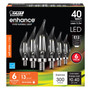 Feit Enhance CA10 E12 (Candelabra) Filament LED Bulb Soft White 40 Watt Equivalence 6 pk