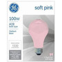 GE 100 W A19 A-Line Incandescent Bulb E26 (Medium) Pink 2 pk