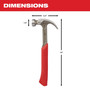 Milwaukee 20 oz Smooth Face Claw Hammer 14 in. Rubber Handle