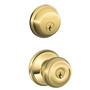 Schlage Georgian Bright Brass Knob and Single Cylinder Deadbolt 1-3/4 in.