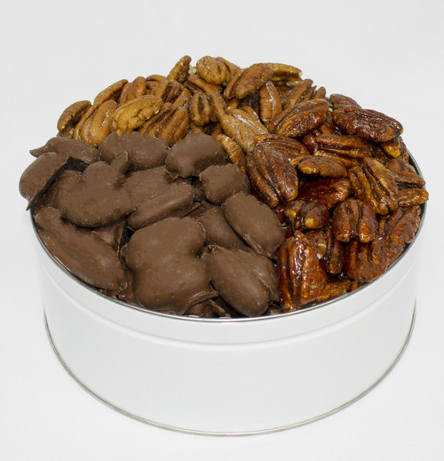 ITEM #15    31 OZ ROASTED SALTED,  HONEY TOASTED,  MILK CHOCOLATE TIN ITEM #15    31 OZ ROASTED SALTED,  HONEY TOASTED,  MILK CHOCOLATE TIN