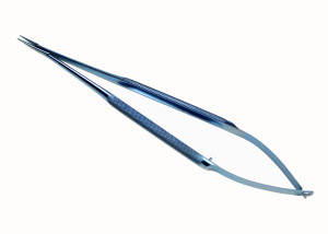 11.548.18T: Micro Spring Handle Needle Holder, 18cm, 7 inches, Titanium, 0.3mm Tip with post, STR, Non-Magnetic