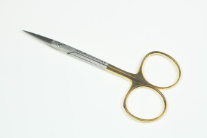07.344.11: Iris Scissors, Gold Handles, 11cm, 4.5 inches, SuperCut STR tips 07.344.11: Iris Scissors, Gold Handles, 11cm, 4.5 inches, SuperCut STR tips