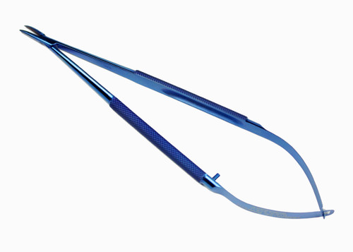 11.549.18.3TD: JACOBSEN Micro Spring Handle Needle Holder, 18cm, 7 inches, Titanium, 0.3mm Tip, Post & Hole Setting, CVD, Non-Magnetic