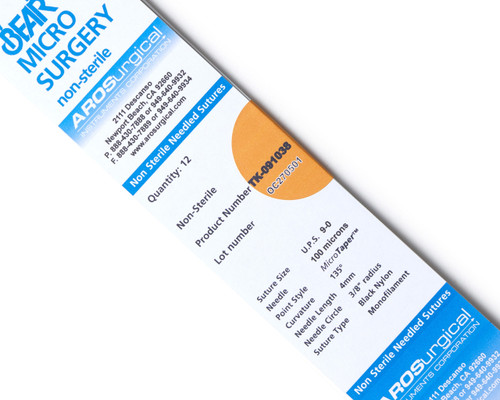 9-0 Non-Sterile Micro Suture, Threaded 4mm (100 µ), 3/8R TAP Point Needle |  TK-091038