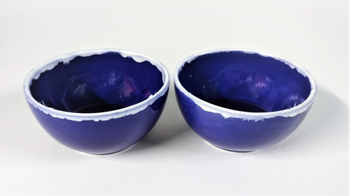 2 medium size bowls glazed in cobalt blue