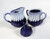 Craft made pottery cobalt blue jug and sugar pot in fluted shape