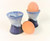 2 Designer Egg Cups glazed in cobalt blue 