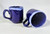2 small mugs glazed in cobalt blue 