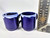 2 small mugs glazed in cobalt blue 