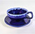 Set of 2 large continental size cups  and saucers glazed in blue with white top