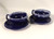 Set of 2 large continental size cups  and saucers glazed in blue with white top