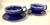 Set of 2 large continental size cups  and saucers glazed in blue with white top