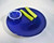 1 Dip plate with fixed dip pot glazed in cobalt blue