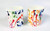 Set of 2 Large bone china mugs (400ml capacity) decorated with colour splash design