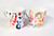 Set of 2 Large bone china mugs (400ml capacity) decorated with colour splash design