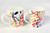 Set of 2 Large bone china mugs (400ml capacity) decorated with colour splash design