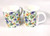 Set of 2 Large Bone China Mugs  with Orange & blue design
