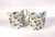 Set of 2 Large Bone China Mugs  with Orange & blue design