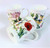 Set of 3 bone china mugs  with small wild flowers