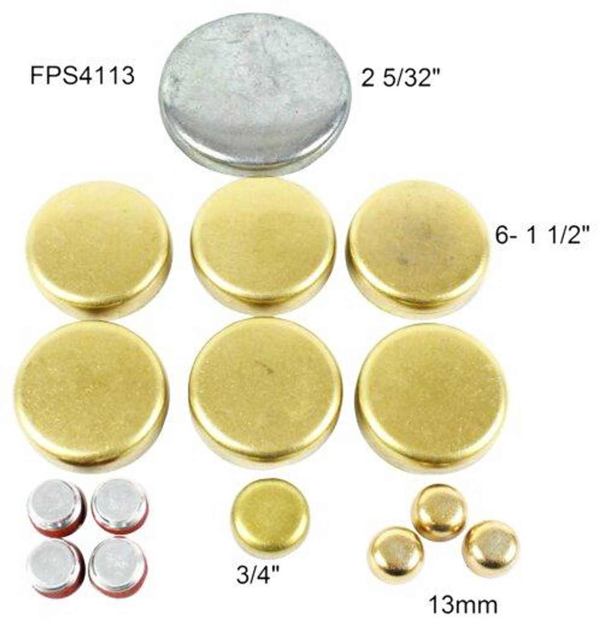 Brass Freeze Plug Set - 1988 Ford E-150 Econoline Club Wagon 5.0L Engine Parts # FPS4113ZE21