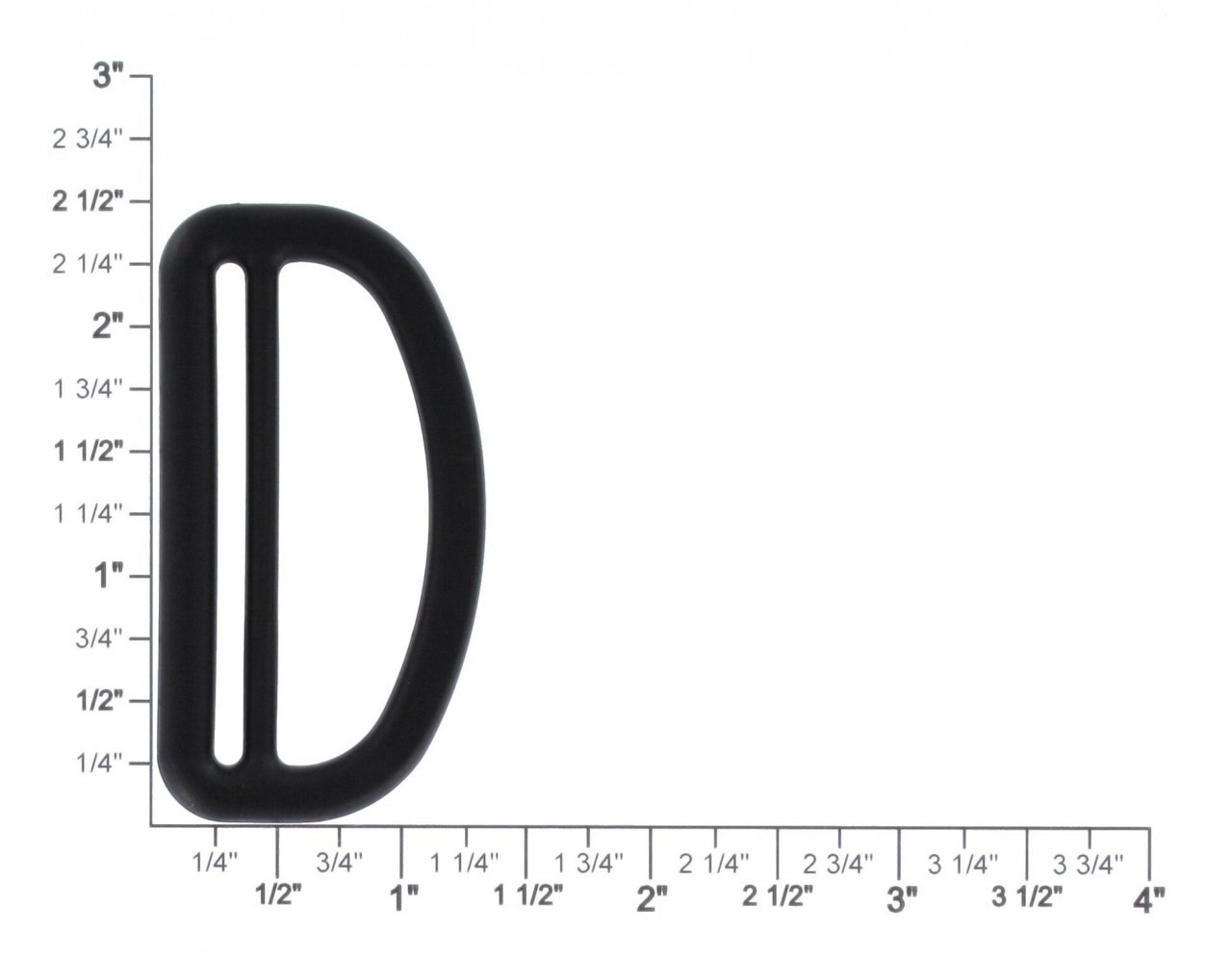 Black 2" double dring made of plastic