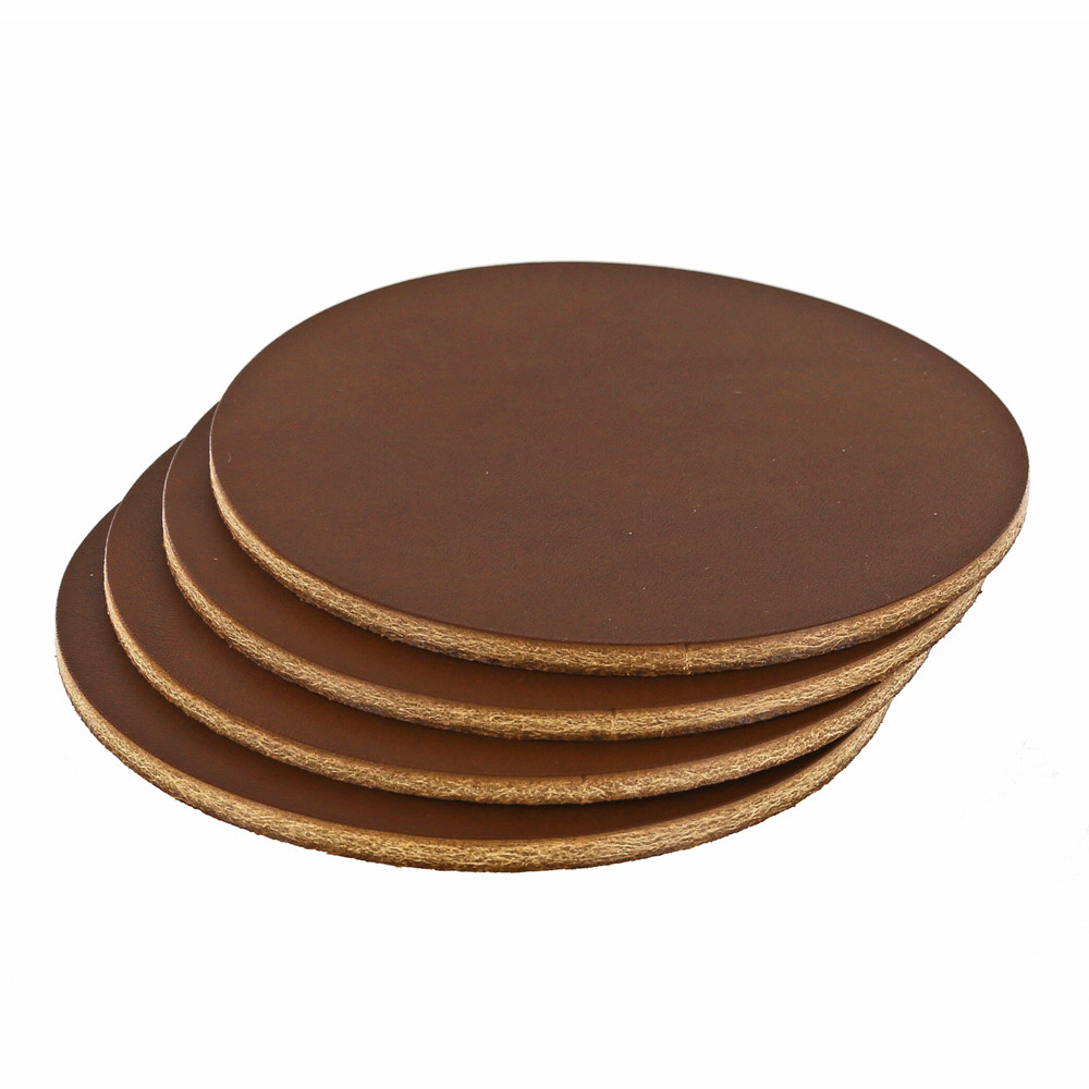 Wickett & Craig Leather Coasters - Medium Brown