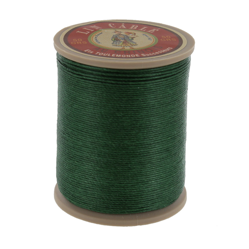 767 Vert, Green, Fil Au Chinois - Lin Cable - Waxed Linen Thread