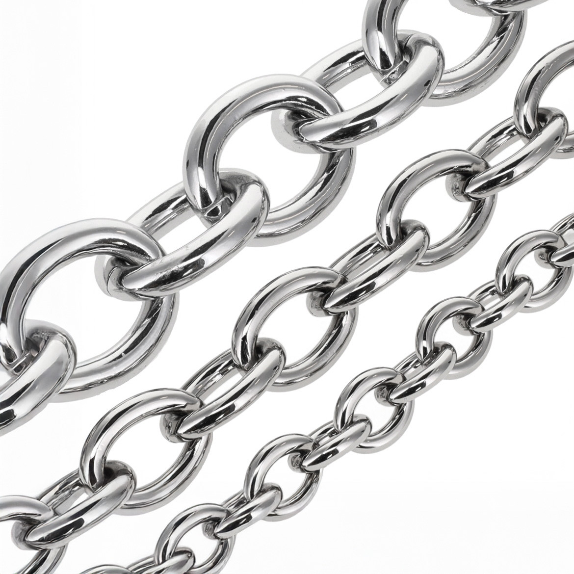 Oval Solid Brass Purse Chain by the Yard, Nickel Plate