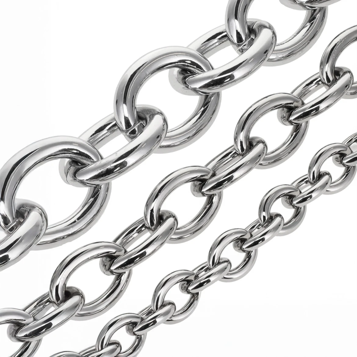 Oval Solid Brass Purse Chain by the Yard, Nickel Plate