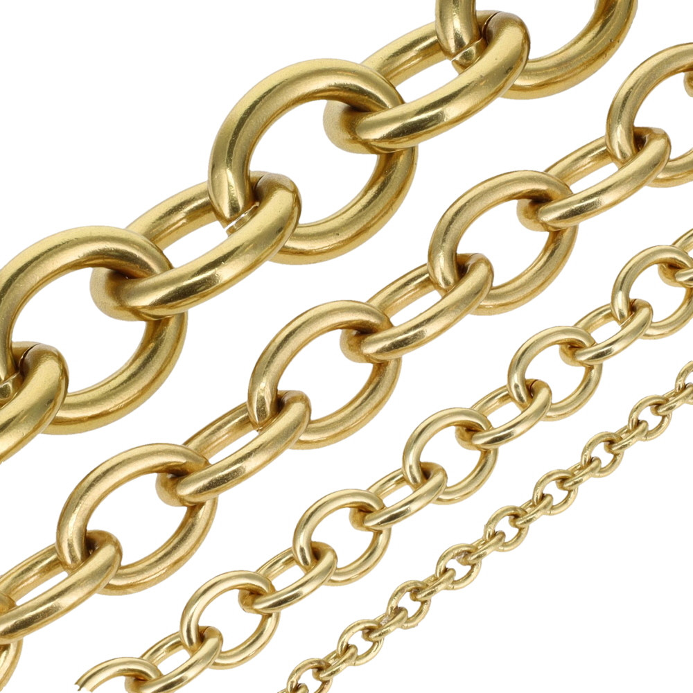 Oval Solid Brass Purse Chain by the Yard, Natural Brass