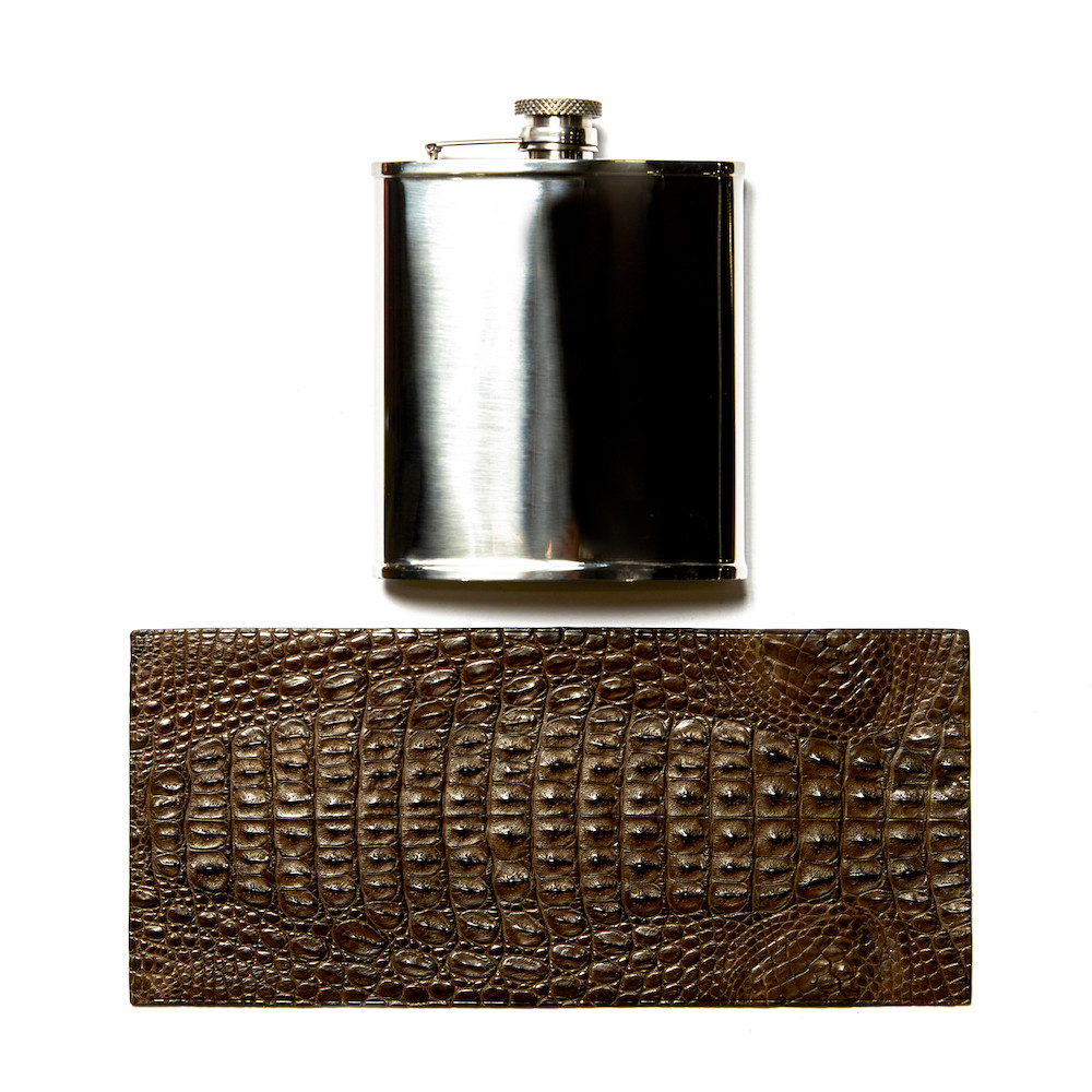 Croc Flask Leather Panel