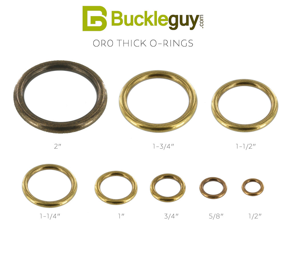 OR0 Antique Brass, Thick O-Ring, Solid Brass-LL, Multiple Sizes
