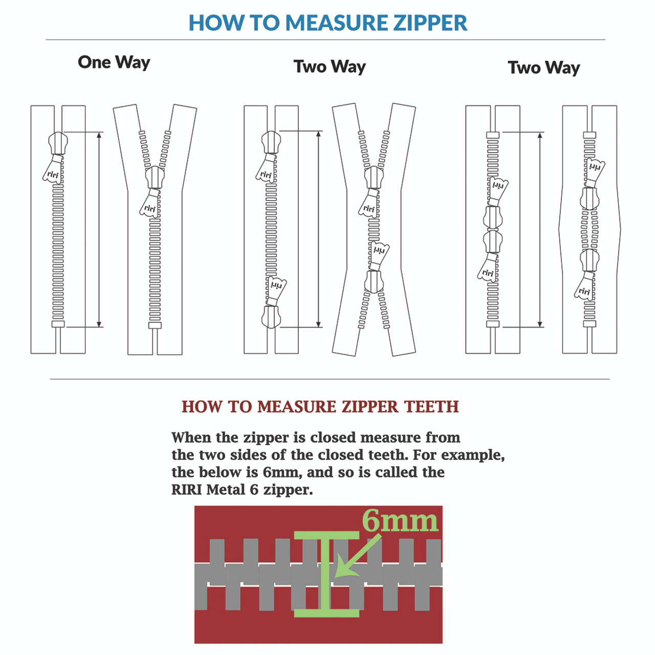 Riri Zipper, Continuous Chain, Combi, Eloxal Teeth (ELOX