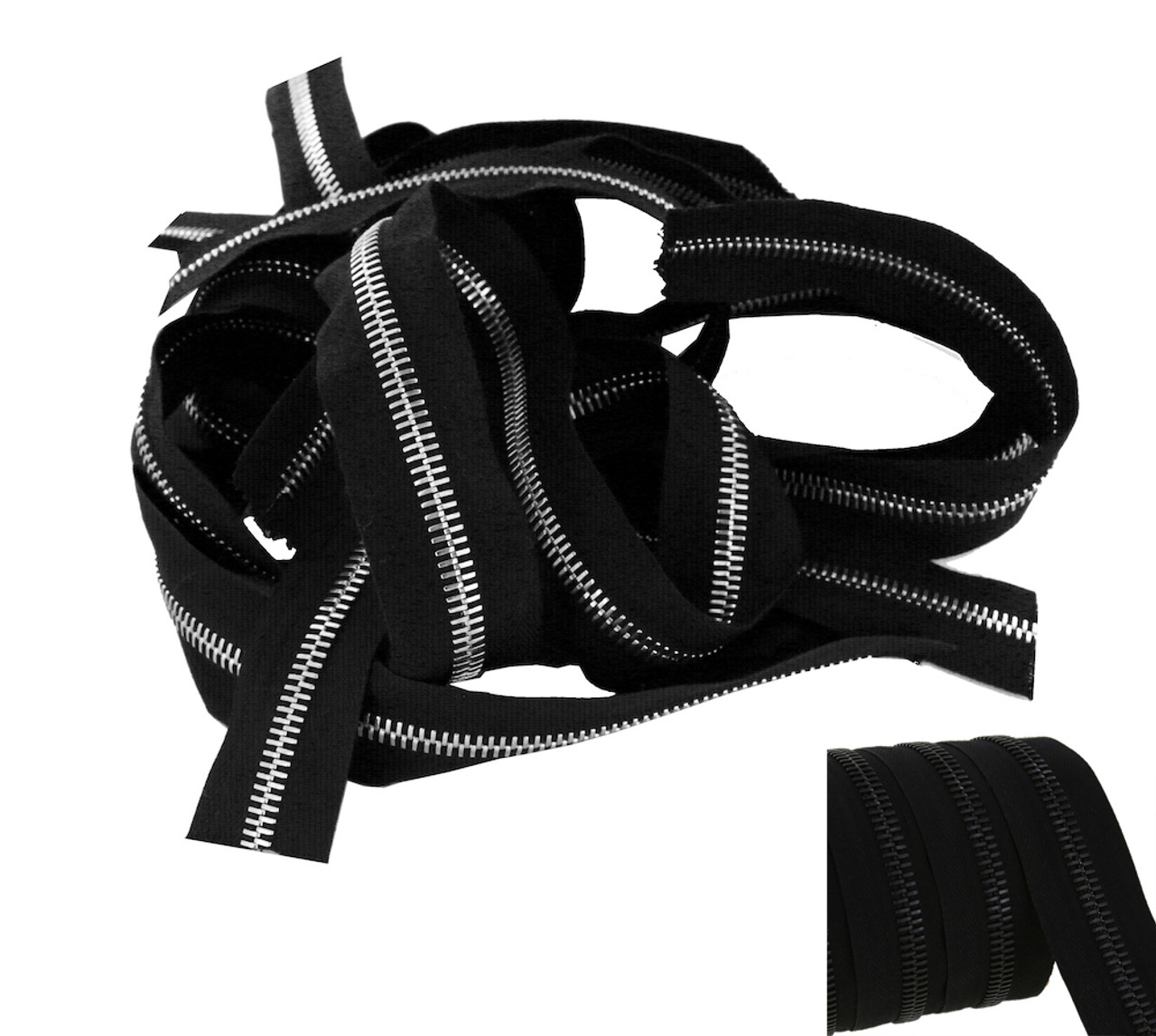 riri 7/24 Riri Zipper, Metal 4, 6, 8 & 10, Black Tape, Antique Brass