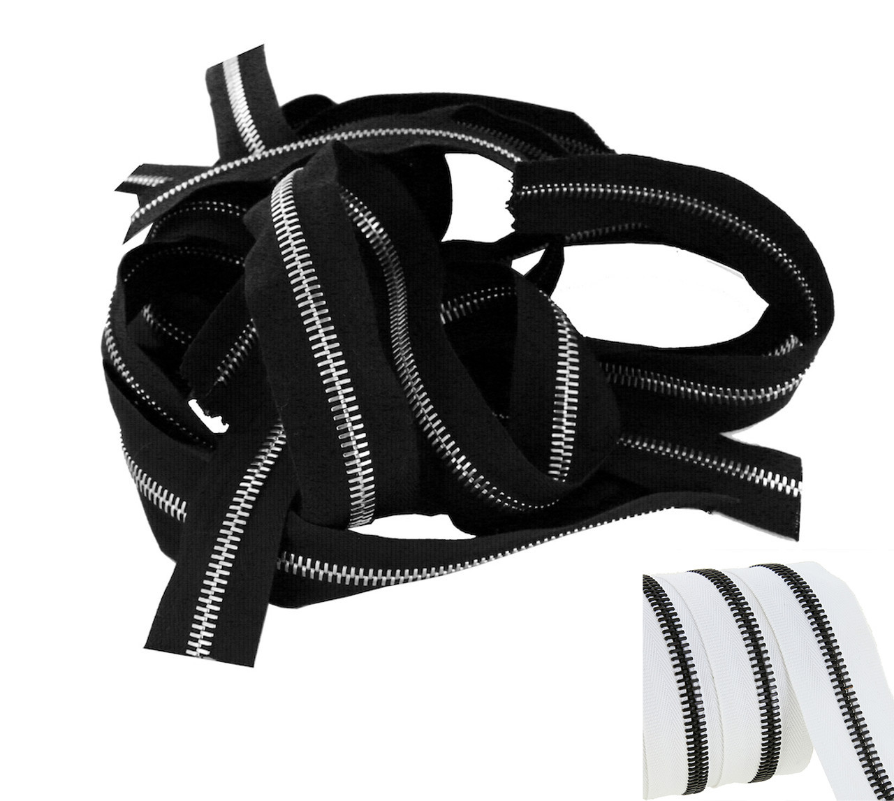 Discount Riri Zipper, Antique Brass Teeth, White Tape