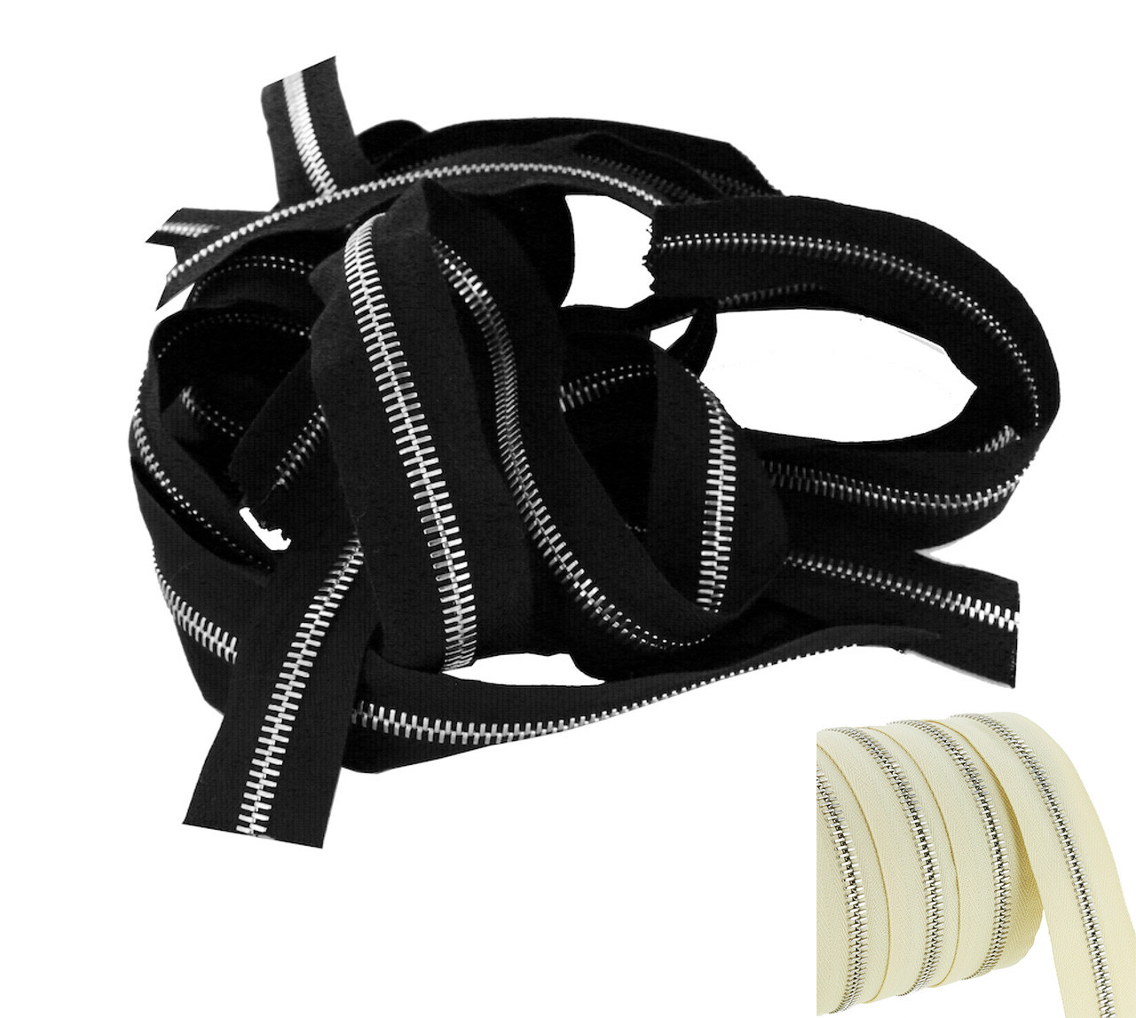 Discount Riri Zipper, Nickel Teeth, Cream Tape