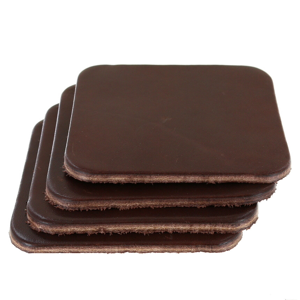Traditional Harness Leather Coasters- Chocolate