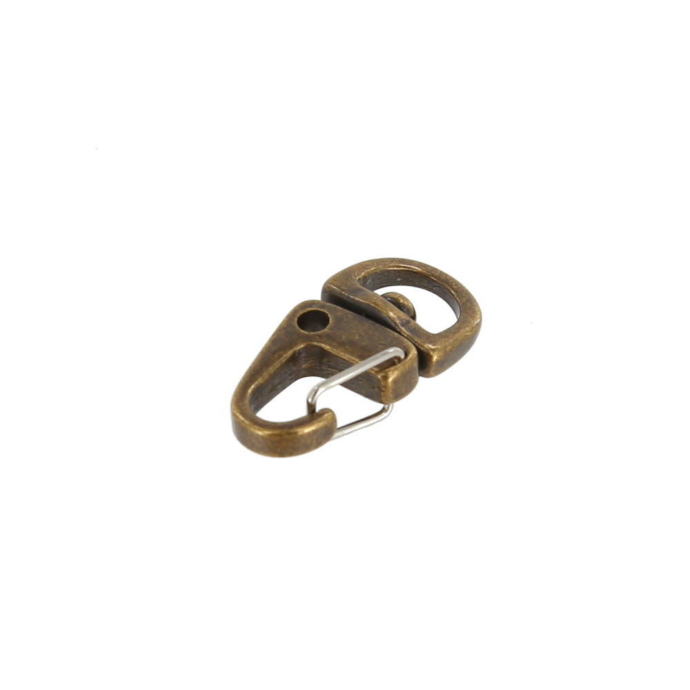 3/8" Swivel Lever Snap, Round Base, Antique Brass