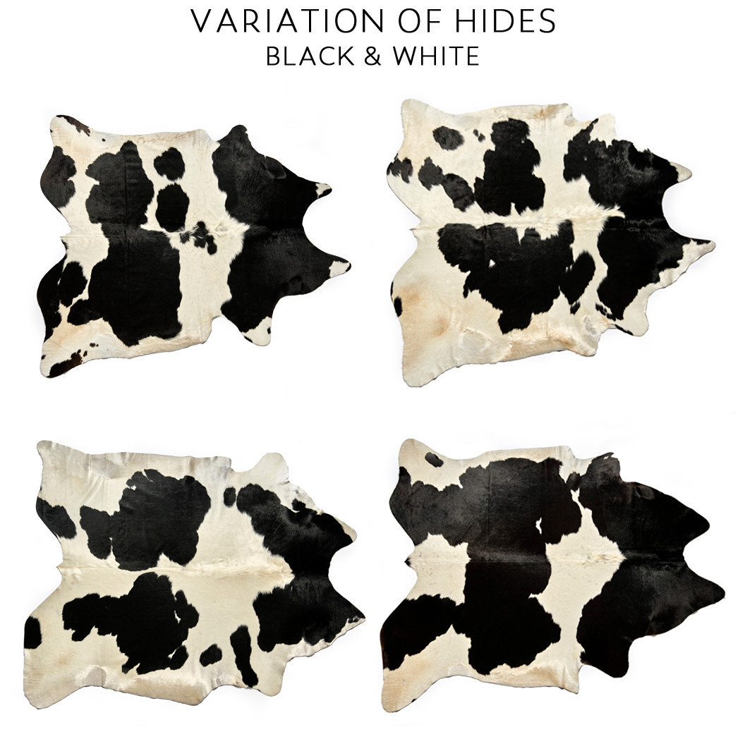 Hair On Hide Leather Hide, Black & White