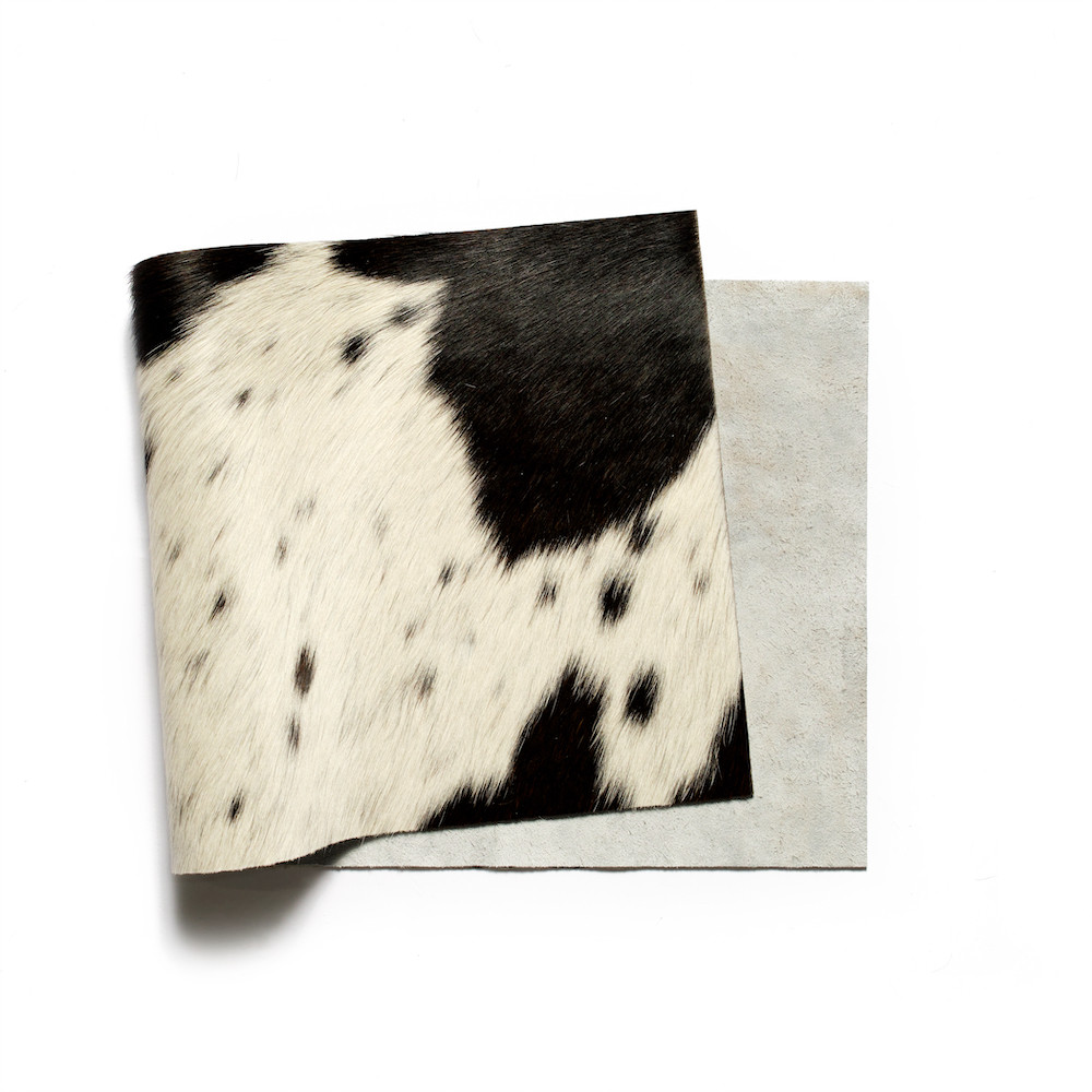 Hair On Hide Salt & Pepper Grey/Black Leather Panel