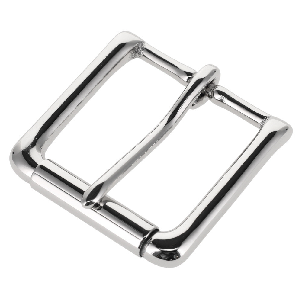 Nickel Plate Heel Bar Buckle with Roller