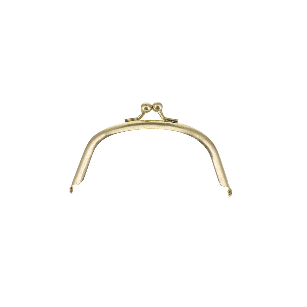 Metal Purse Frame, Round, Natural Brass Plate, 109mm