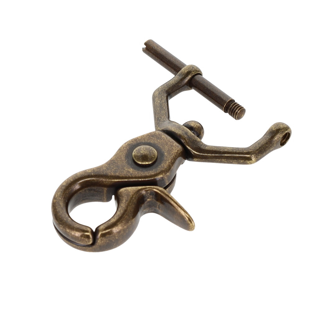 Swivel Trigger Snap with Removable Pin, Antique Brass